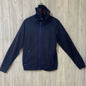 Nike Dri Fit Hooded Full Zip Lightweight Jacket Tow Tone Purple Polyester Size M